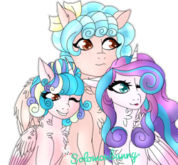 Size: 2000x1852 | Tagged: safe, artist:solomonbunny, imported from derpibooru, cozy glow, princess flurry heart, oc, oc:hollow snowfall, a better ending for cozy, cozyheart, female, lesbian, magical lesbian spawn, offspring, older, older cozy glow, older flurry heart, parent:cozy glow, parent:princess flurry heart, parents:cozyheart, shipping, simple background, transparent background