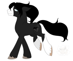 Size: 1987x1670 | Tagged: safe, artist:stagetechyart, imported from derpibooru, oc, oc only, oc:black diamond, earth pony, pony, earth pony oc, floppy ears, looking back, male, simple background, smiling, solo, transparent background, trotting