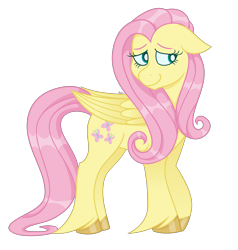 Size: 3800x4000 | Tagged: safe, artist:cherrycandi, imported from derpibooru, fluttershy, pegasus, pony, female, floppy ears, folded wings, happy birthday mlp:fim, mare, mlp fim's tenth anniversary, shy, simple background, smiling, solo, transparent background, unshorn fetlocks, wings