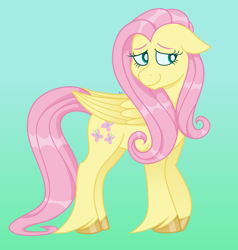 Size: 3800x4000 | Tagged: safe, artist:cherrycandi, imported from derpibooru, pegasus, pony, female, gradient background, happy birthday mlp:fim, mare, mlp fim's tenth anniversary, shy, simple background, smiling, solo, unshorn fetlocks