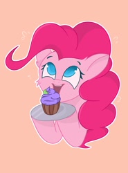 Size: 1550x2100 | Tagged: safe, artist:ponyangle, imported from derpibooru, pinkie pie, earth pony, pony, cupcake, cute, diapinkes, female, food, mare, simple background