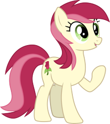 Size: 3000x3373 | Tagged: safe, artist:cloudy glow, artist:cloudyglow, imported from derpibooru, roseluck, earth pony, pony, .ai available, absurd resolution, female, high res, mare, open mouth, open smile, raised hoof, recolor, show accurate, simple background, smiling, solo, transparent background, vector