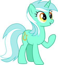 Size: 3000x3373 | Tagged: safe, artist:cloudy glow, artist:cloudyglow, artist:parclytaxel, imported from derpibooru, lyra heartstrings, pony, unicorn, .ai available, absurd resolution, female, high res, mare, open mouth, open smile, raised hoof, recolor, simple background, smiling, solo, transparent background, vector