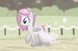 Size: 2224x1468 | Tagged: safe, artist:safizejaart, imported from derpibooru, oc, alicorn, alicorn oc, clothes, dress, horn, smiling, wedding dress, wings