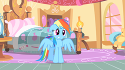 Size: 1280x720 | Tagged: safe, imported from derpibooru, screencap, rainbow dash, pegasus, pony, party of one, female, mare, solo