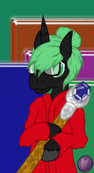 Size: 1080x1980 | Tagged: safe, artist:terminalhash, imported from derpibooru, oc, oc only, oc:terminalhash, pony, semi-anthro, unicorn, clothes, mage, robe, solo, staff, vector