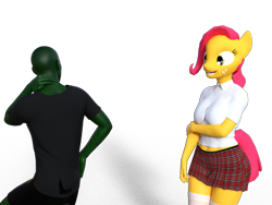 Size: 888x666 | Tagged: safe, artist:pose, imported from derpibooru, babs seed, oc, oc:anon, anthro, human, 3d
