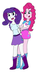 Size: 557x1080 | Tagged: safe, artist:alviniscute, imported from derpibooru, pinkie pie, rarity, equestria girls, arm behind back, arrested, cuffs, simple background, transparent background