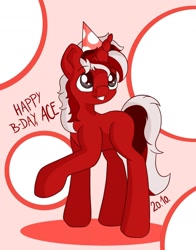 Size: 1280x1636 | Tagged: safe, artist:appleneedle, imported from derpibooru, oc, oc only, pony, unicorn, art, birthday, character, digital, draw, drawing, fanart, hat, party hat, present, solo