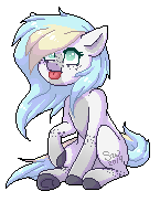 Size: 145x183 | Tagged: safe, artist:silentwolf-oficial, imported from derpibooru, oc, oc only, earth pony, pony, :p, colored hooves, earth pony oc, pixel art, raised hoof, signature, simple background, solo, tongue out, transparent background