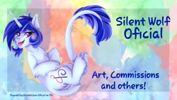 Size: 1440x810 | Tagged: safe, artist:kristelchan-oficial, imported from derpibooru, oc, oc only, oc:silent wolf, pony, unicorn, abstract background, horn, leonine tail, solo, unicorn oc