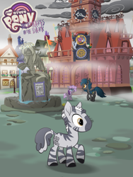 Size: 933x1244 | Tagged: safe, artist:keafonthelookinglass, imported from derpibooru, oc, oc:sirocca, oc:speck, oc:zakari, bat pony, zebra, colt, male, neighflheim, your other pony