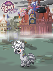 Size: 933x1244 | Tagged: safe, artist:keafonthelookinglass, imported from derpibooru, oc, oc:moon sugar, oc:paper stars, oc:zuri, bat pony, zebra, female, filly, neighflheim, your other pony