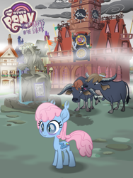 Size: 933x1244 | Tagged: safe, artist:keafonthelookinglass, imported from derpibooru, oc, oc:villainy malice, bat pony, asian water buffalos, female, filly, neighflheim, water buffalo, your other pony