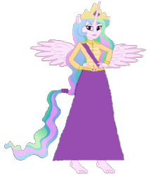 Size: 513x597 | Tagged: safe, artist:loomytyranny, imported from derpibooru, princess celestia, oc, oc:celestia sun, alicorn, hybrid, equestria girls, 1000 hours in ms paint, barefoot, crown, equestrian, feet, hybird, jewelry, monarch, png, politics, pony world order, ponytail, regalia, second american civil war, the last american war, tyrant, united states, wings