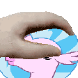 Size: 112x112 | Tagged: safe, edit, imported from derpibooru, silverstream, classical hippogriff, hippogriff, animated, disembodied hand, eyes closed, gif, hand, pet pet generator, smiling