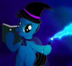 Size: 7200x6600 | Tagged: safe, artist:agkandphotomaker2000, imported from derpibooru, oc, oc:pony video maker, pegasus, pony, bipedal, book, cape, clothes, hat, magic, show accurate, simple background, spell, spellbook, wand, wizard hat