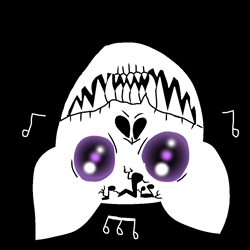 Size: 1000x1000 | Tagged: safe, artist:gotharts, derpibooru exclusive, imported from derpibooru, undead, black background, icon, logo, music notes, purple eyes, semi-grimdark in the description, simple background, skull, story included, symbol, upside down