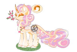 Size: 812x552 | Tagged: safe, artist:keeka-snake, imported from derpibooru, oc, oc only, kirin, eyeshadow, flower, magical lesbian spawn, makeup, mouth hold, obtrusive watermark, offspring, parent:autumn blaze, parent:princess celestia, simple background, solo, transparent background, watermark