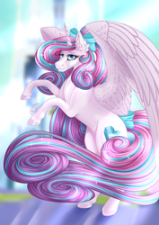 Size: 2480x3508 | Tagged: safe, artist:nuumia, imported from derpibooru, princess flurry heart, pony, bow, hair bow, older, older flurry heart, solo