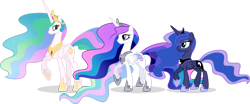 Size: 1920x795 | Tagged: safe, artist:helenosprime, imported from derpibooru, princess celestia, princess luna, oc, oc:etheria, alicorn, pony, female, mare, siblings, simple background, sisters, transparent background