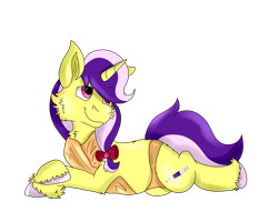 Size: 2500x2000 | Tagged: safe, artist:euspuche, imported from derpibooru, oc, oc only, oc:scopola mina, pony, unicorn, cheek fluff, clothes, female, looking up, lying down, mare, pose, simple background, smiling, solo, swimsuit, transparent background