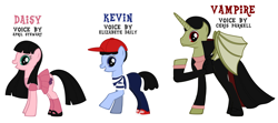 Size: 5708x2544 | Tagged: safe, imported from derpibooru, vampire, daisy (the vampire adventure of kevin & daisy), female, kevin (the vampire adventure of kevin & daisy), little boy, little girl, male, mare, stallion, the vampire adventure of kevin & daisy, vampire (the vampire adventure of kevin & daisy, vlad the vampire, voice actor