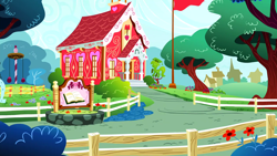 Size: 1280x720 | Tagged: safe, imported from derpibooru, screencap, a flurry of emotions, background, no pony, ponyville, ponyville schoolhouse, scenic ponyville, school