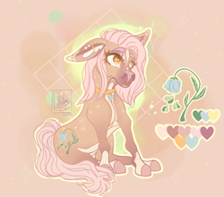 Size: 2064x1815 | Tagged: safe, artist:pegasus004, imported from derpibooru, oc, oc only, earth pony, pony, big ears, blaze (coat marking), clothes, coat markings, collar, colored hooves, ear piercing, earring, facial markings, floppy ears, jewelry, male, piercing, reference sheet, sitting, socks, solo