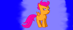 Size: 1051x435 | Tagged: safe, artist:maverickmam, imported from derpibooru, scootaloo, pegasus, pony, abstract background, female, filly, solo