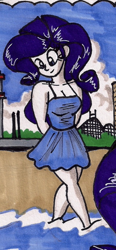 Size: 1242x2688 | Tagged: safe, artist:newyorkx3, edit, imported from derpibooru, rarity, equestria girls, adorasexy, beach, beautiful, beautisexy, blue eyes, breasts, busty rarity, cleavage, clothes, cropped, cute, dress, legs, manic monday, purple hair, raribetes, sexy, traditional art, woman