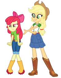 Size: 1045x1320 | Tagged: safe, artist:gmaplay, imported from derpibooru, apple bloom, applejack, equestria girls, equestria girls series, spoiler:eqg series (season 2), spoiler:eqg specials, apple bloom is not amused, simple background, solo, transparent background, unamused