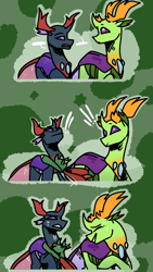 Size: 750x1334 | Tagged: safe, artist:paintedsnek, imported from derpibooru, pharynx, thorax, oc, changedling, changeling, nymph, fanfic:the king of love bugs, changedling brothers, comic, cute, fanfic art, hug, king thorax, prince pharynx, surprise hug, thorabetes