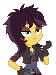 Size: 3000x4032 | Tagged: safe, artist:keronianniroro, imported from derpibooru, sunset shimmer, costume conundrum, equestria girls, equestria girls series, spoiler:eqg series (season 2), absurd resolution, clothes, cute, cute little fangs, eyeshadow, fangs, female, halloween, hand on hip, high res, holiday, lidded eyes, makeup, shimmerbetes, simple background, smiling, solo, transparent background, vampire shimmer, vector