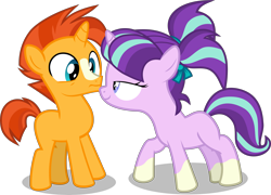 Size: 6801x4906 | Tagged: safe, artist:frownfactory, edit, editor:slayerbvc, imported from derpibooru, vector edit, starlight glimmer, sunburst, uncommon bond, absurd resolution, blank flank, coat markings, colt, colt sunburst, female, filly, filly starlight glimmer, male, not sure if want, out of context, ponies wearing sunburst's socks, simple background, sockless sunburst, socks (coat marking), socks (coat markings), transparent background, vector, younger