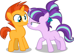 Size: 6801x4906 | Tagged: safe, artist:frownfactory, edit, editor:slayerbvc, imported from derpibooru, vector edit, starlight glimmer, sunburst, uncommon bond, absurd resolution, blank flank, colt, colt sunburst, female, filly, filly starlight glimmer, male, not sure if want, out of context, simple background, sockless sunburst, transparent background, vector, younger