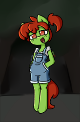 Size: 498x761 | Tagged: safe, artist:spheedc, imported from derpibooru, oc, oc only, oc:kiwi lick, earth pony, semi-anthro, clothes, digital art, female, filly, pigtails, solo