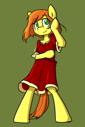 Size: 632x939 | Tagged: safe, artist:spheedc, imported from derpibooru, oc, oc only, oc:sweet corn, earth pony, semi-anthro, bipedal, clothes, digital art, female, mare, simple background, solo