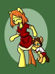 Size: 448x597 | Tagged: safe, artist:spheedc, imported from derpibooru, oc, oc only, oc:coffee jelly, oc:sweet corn, earth pony, semi-anthro, unicorn, bipedal, clothes, colt, digital art, female, hug, male, mare, simple background