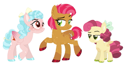 Size: 785x397 | Tagged: safe, artist:fcrestnymph, imported from derpibooru, babs seed, cozy glow, oc, oc:pearly whites, earth pony, pegasus, alternate design, colored hooves, female, lesbian, magical lesbian spawn, mare, offspring, older, older babs seed, older cozy glow, parent:babs seed, parent:cozy glow, redesign, shipping, simple background, transparent background