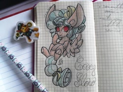 Size: 1040x780 | Tagged: safe, artist:eithene14, imported from derpibooru, cozy glow, chase (paw patrol), chibi, graph paper, irl, paw patrol, photo