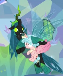 Size: 713x857 | Tagged: safe, imported from derpibooru, screencap, cozy glow, queen chrysalis, alicorn, changeling, changeling queen, the ending of the end, alicornified, cozycorn, female, race swap