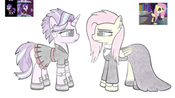 Size: 4800x2700 | Tagged: safe, artist:sheeppony, imported from derpibooru, fluttershy, starlight glimmer, pegasus, pony, unicorn, edgelight glimmer, female, fluttergoth, gameloft interpretation, mare