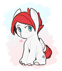 Size: 971x1126 | Tagged: safe, artist:sugarelement, imported from derpibooru, oc, oc only, oc:red cherry, pegasus, pony, blushing, cute, looking at you, ocbetes, simple background, sitting, solo, transparent background