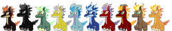 Size: 8108x1500 | Tagged: safe, artist:andrevus, imported from derpibooru, oc, oc only, dragon, hybrid, longma, them's fightin' herds, community related, longmafied, multiple ocs, simple background, the legend of zelda, transparent background, warcraft, world of warcraft