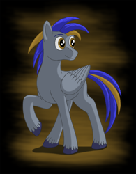 Size: 1496x1920 | Tagged: safe, artist:nebulastar985, imported from derpibooru, oc, oc only, oc:nebula star, pegasus, pony, abstract background, looking back, male, pegasus oc, solo, stallion, unshorn fetlocks, wings