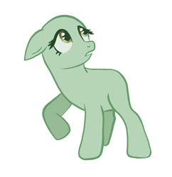 Size: 1080x1118 | Tagged: safe, alternate version, artist:dellieses, imported from derpibooru, oc, oc only, earth pony, pony, bald, base, earth pony oc, eyelashes, looking up, raised hoof, simple background, solo, white background