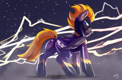 Size: 1280x845 | Tagged: safe, artist:tikrs007, imported from derpibooru, oc, oc only, oc:blaze (shadowbolt), pegasus, pony, butt, clothes, commission, costume, looking back, male, pegasus oc, plot, shadowbolts, shadowbolts costume, solo, stallion