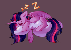 Size: 4093x2894 | Tagged: safe, artist:shore2020, imported from derpibooru, twilight sparkle, alicorn, pony, bags under eyes, cloud, cute, eyes closed, female, gray background, high res, lying down, mare, on a cloud, onomatopoeia, profile, prone, simple background, sleeping, sleeping on a cloud, solo, sound effects, twiabetes, twilight sparkle (alicorn), zzz