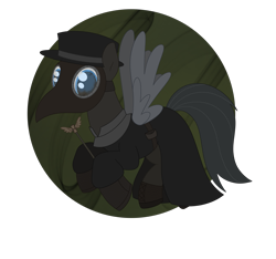 Size: 2223x2077 | Tagged: safe, artist:dyonys, imported from derpibooru, oc, oc only, oc:tanner, pegasus, pony, cane, clothes, costume, flying, halloween, halloween costume, hat, holiday, male, nightmare night, plague doctor, plague doctor mask, simple background, stallion, transparent background